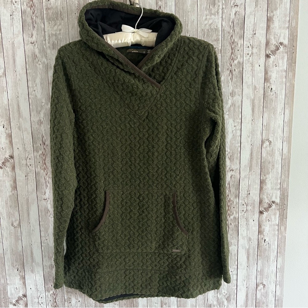 Prana Sybil Textured Green Women’s Hooded Sweater Sweatshirt Small